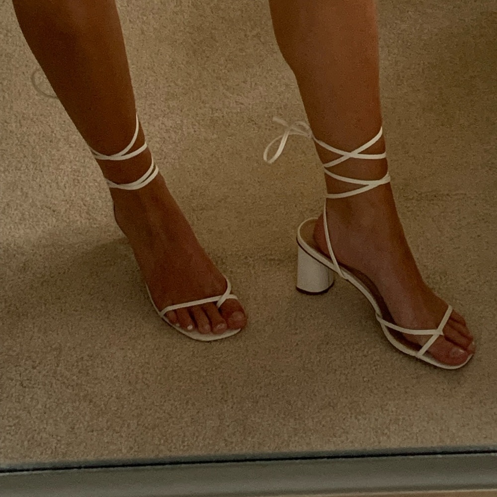 Princess Polly white lace up heels